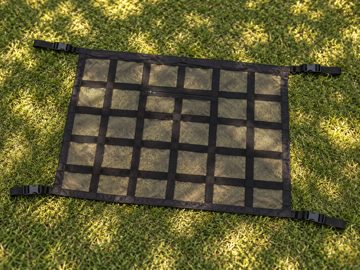 Synthexion overhead storage net inside a vehicle